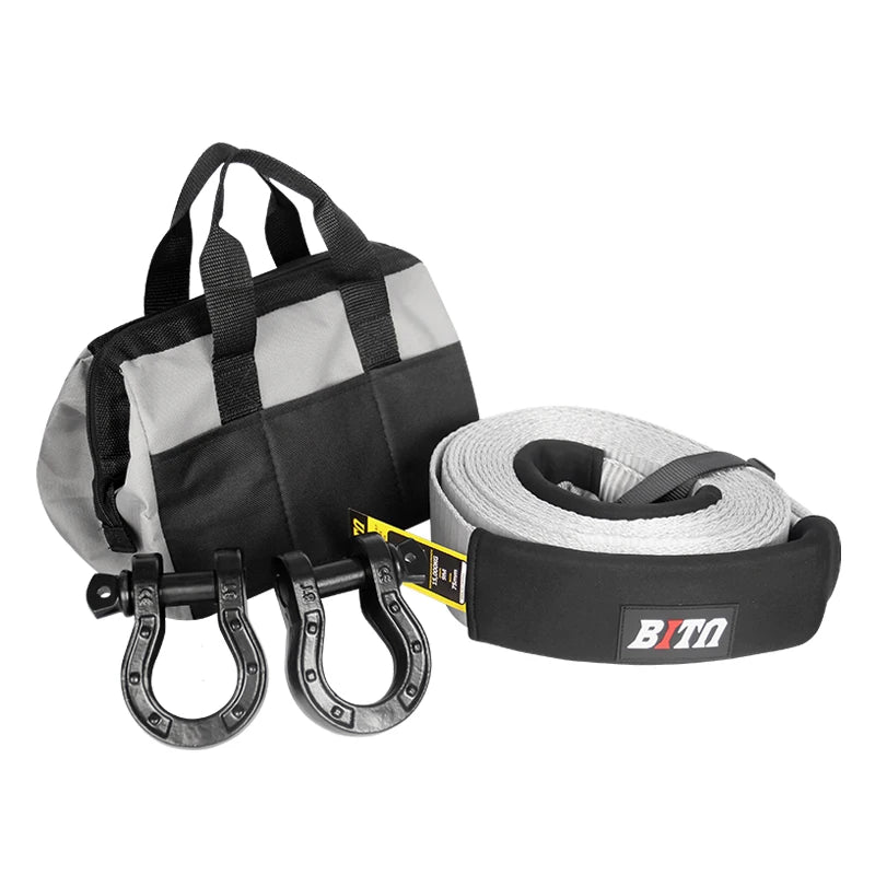 New High Load 15 Ton 9m 75mm Nylon Trailer Rope Winch U-Shackle Tow Hook Off-road Rescue Hitch Camp Car Accessories 1