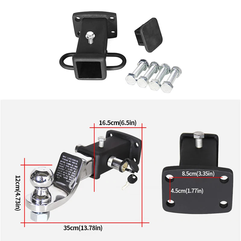 85x45mm Install Base and 2-inch Trailer Hitch Ball Off-road Refit Tow Hook Parts Trailering Arm Car Accessories 3