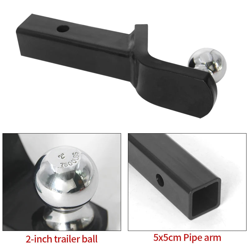 Integrated Tow Hook with 2 Inch Trailer Ball Heavy Duty Towing Hook 7500LBS Load Capacity Universal Trailer Hitch Ball for SUV 3
