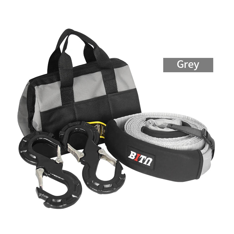 New 6m 75mm 15Ton Nylon Trailer Recovery Tow Strap with Hook & Hitch for Emergency Towing 5