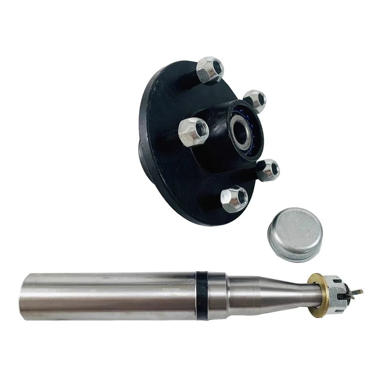 New High Quality Steel 5-114.3 Unbraked Trailer Half Axle Straight Haba Head Wheel Hub Belt Hitch Accessories 1500kg Load 2