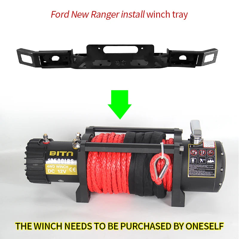For Ford New Ranger Front Bumper Steel Winch Tray Bracket Parts Winch Mounting Rack Holder Trailer Hitch Winch Frame Accessories 5