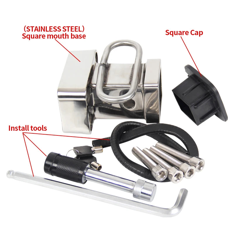 New High Quality Stainless Steel 2-Inch Receiver Square Mouth 85mm X45mm Trailer Hitch Camp Trailer Accessories 7000lbs 5
