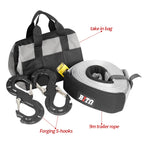 New High Quality Nylon Double Braided Kinetic Rescue Tow Rope 15 Ton Load Capacity 9m Length 75mm Size Emergency Trailer 6
