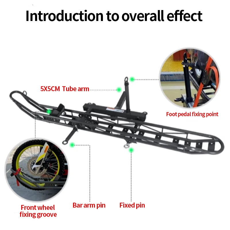 Heavy Duty Steel Off-Road Motorcycle Frame Mount for 2inch Receiver SUV Rear Bumper Trailer Hitch Carrier Rack Parts Accessories 3