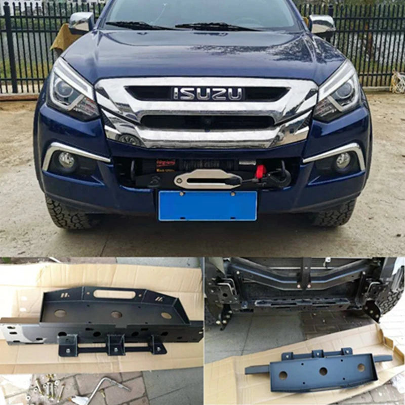 Steel Black Winch Tray Bracket for Rui Mai Ling Tuo D-MAX Winch Mounting Rack Holder Front Bumper Frame Trailer Hitch Parts 6