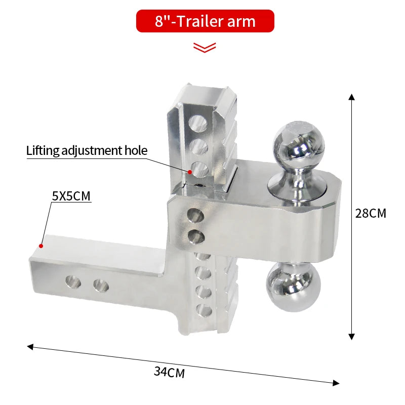 Adjustable Height Double Towing Ball Head Car Trailer Hitch Aluminum Alloy Forged Trailer Parts & Car Tow Hook Accessories 2