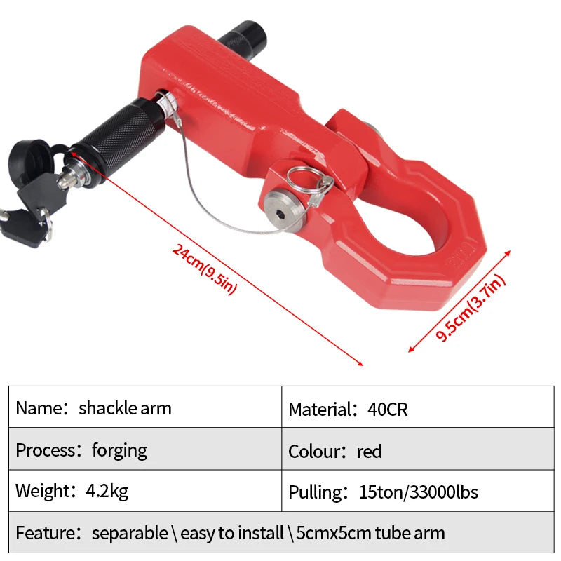 15Ton 40CR Steel Towing Shackle Trailer Arm Square Tube Trailer Refit Parts Tow Hook Trailer Hitch Camp Trailer Car Accessories 3