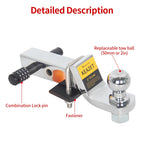 Electroplating Trailer Hitch With 50mm Tow Ball Trailer Arm Set Fits 2inch Receiver Parts Trailer Hook Car Accessories Lock Pin 3