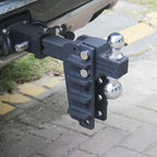 Adjustable Trailer Hitch Dual Ball Mount with 2" & 2.5" Balls 3-Level Height Adjustable Removable Towing Hitch for Trucks SUV 2