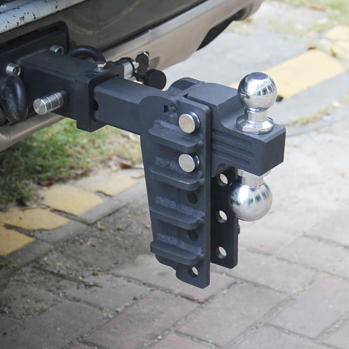 Adjustable Trailer Hitch Dual Ball Mount with 2" & 2.5" Balls 3-Level Height Adjustable Removable Towing Hitch for Trucks SUV 2