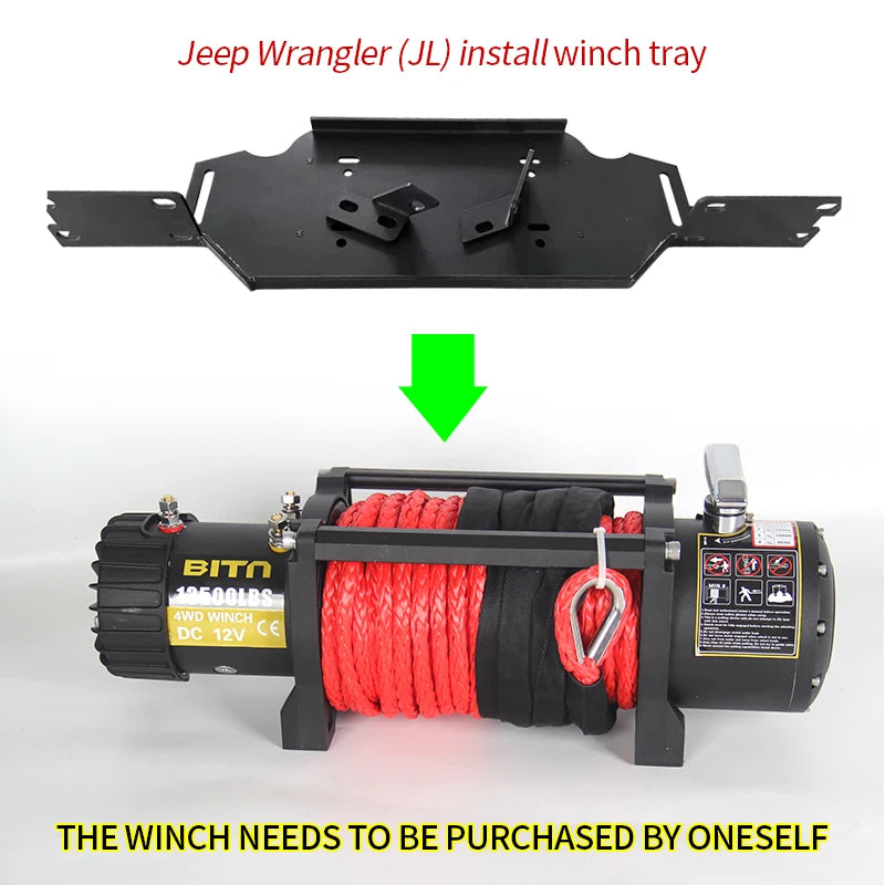 For 18-25 Jeep Wrangler JL JK JT Steel Winch Tray Bracket Parts Winch Mounting Rack Holder Frame Trailer Hitch Car Accessories 3