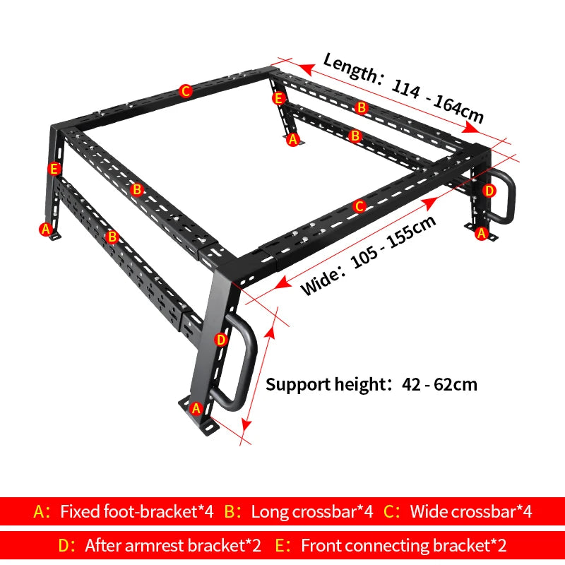Pickup Truck Bed Modified Gantry Frame Anti Room Roll Rack Cross Bars Frame Car Guardrail Rear Bucket Box Device Trailer Hitch 6