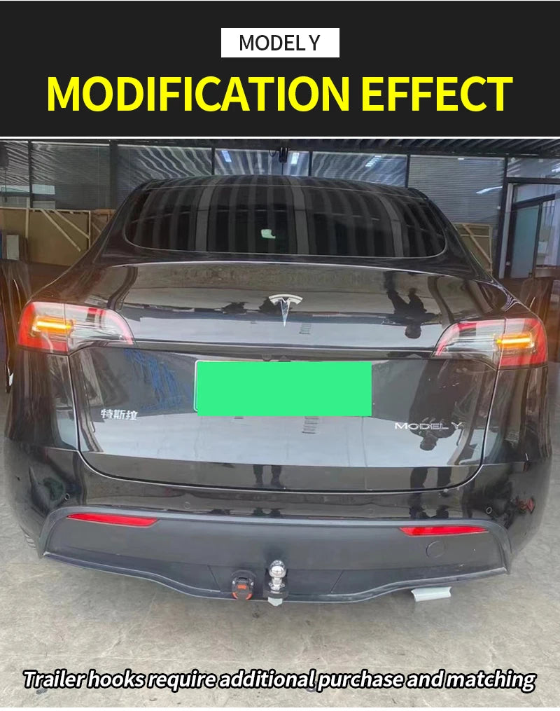 For Tesla 2020-2023 Model Y Steel Trailer Rear Bumper Coupling Parts Car Tow bar Towing Hook Vehicle Trailer Hitch Accessories 5