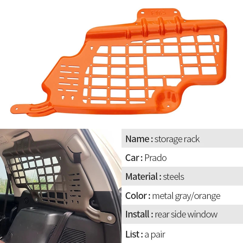 4x4 Steel Car Side Window Expansion Panel Kits Accessories With Mesh Brackets for PRADO Trailer Hitch Camp Trailer Accessories 3