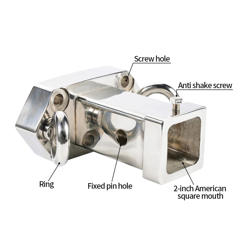 New 304 Stainless Steel Rear Bumper Square Base 105X55mm Mounting Hole Spacing Trailer Arm Kit Refit Trailer Hitch Parts Tow 3