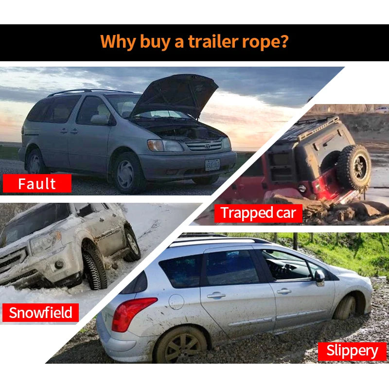 New 15 Ton Custom Winch Nylon 75mm 6m Rope Shackle Trailer Hitch Towing High Quality 5