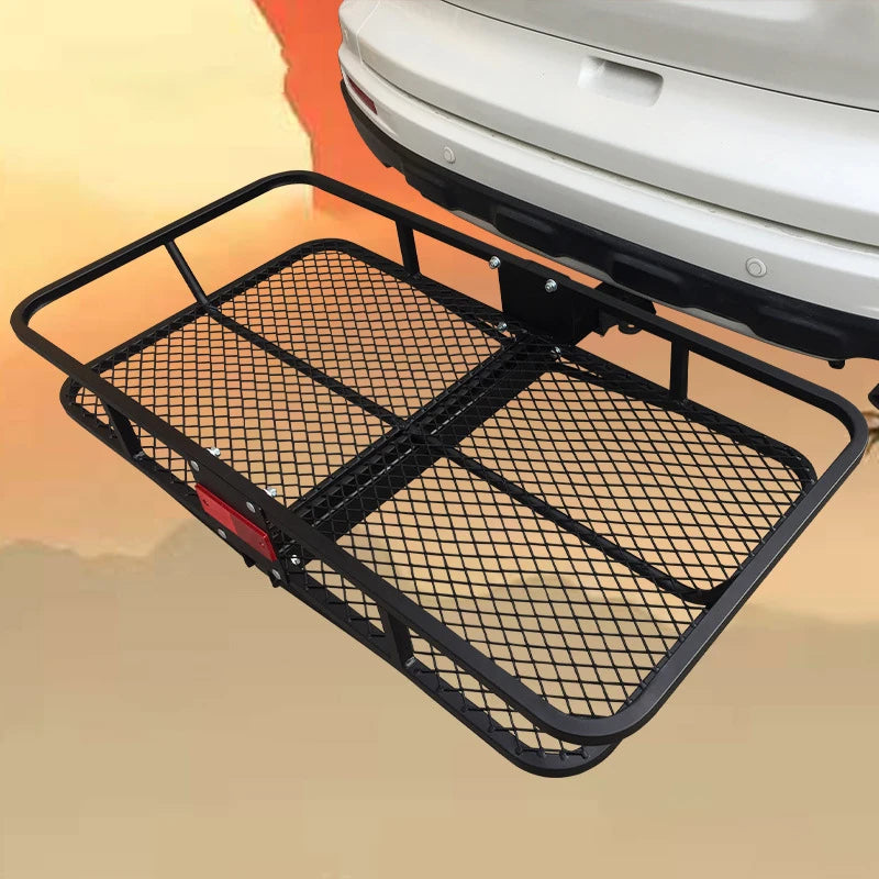 Fits 2inch Receiver Square Mouth Luggage Basket Outdoor Rack Universal Install with Car Trailer Hitch Camp Trailer Accessories 2
