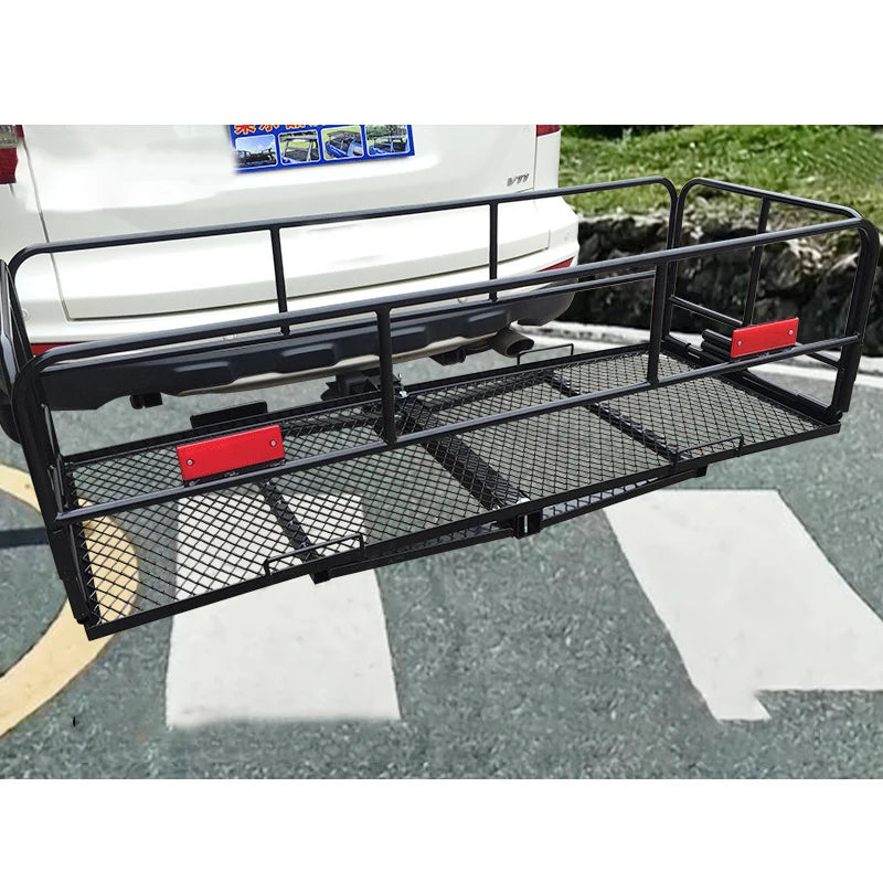 Car Rear 2inch Receiver Folding Luggage Basket Frame Hitch Rack for Travel Camping Trailer Hitch Camp Trailer Accessories 6