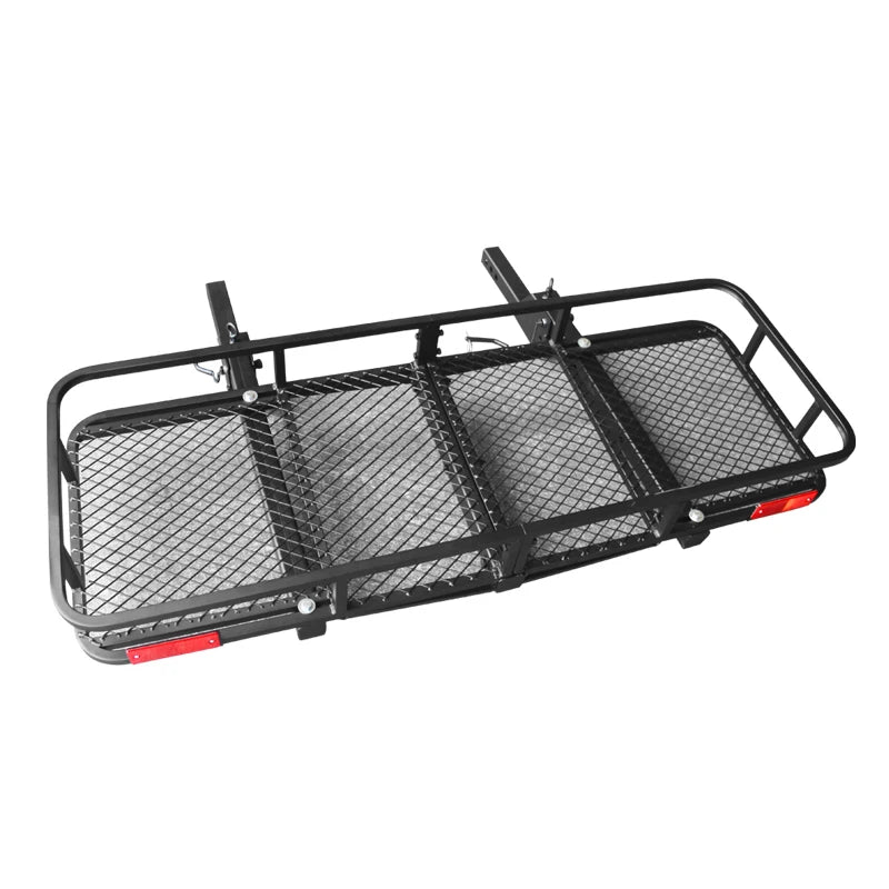 Folding Hitch Cargo Carrier Basket 2 Inch Receiver Mount Heavy Duty Steel Rear Luggage Rack for SUV Truck Car Road Trip Camping 1