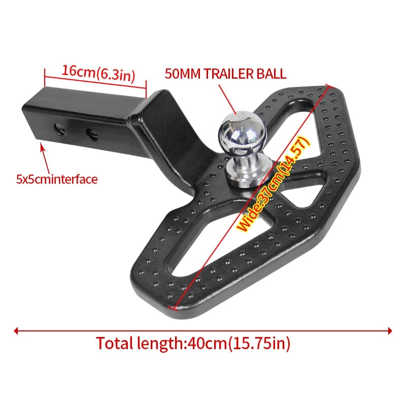 Fits 2inch Receiver Rear Bumper Heavy Duty Steel Trailer Hitch Pedal With 50mm Ball Tow Hook Parts Car Step Accessories 6