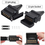 Australian Standard 7 Pin 12 Pin Flat Trailer Plug Socket Heavy Duty Waterproof Connector for RV Caravan Boat Truck Towing Hitch 2