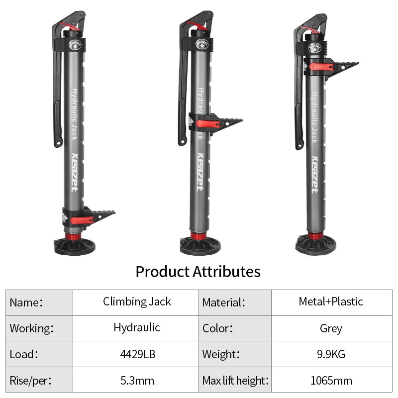 Max Lifting Heigt 1065mm Load 4429LBS Hydraulic Jack Monkey Climbing Rod Manual Jack Trailer Hitch Camp Trailer Accessories 3