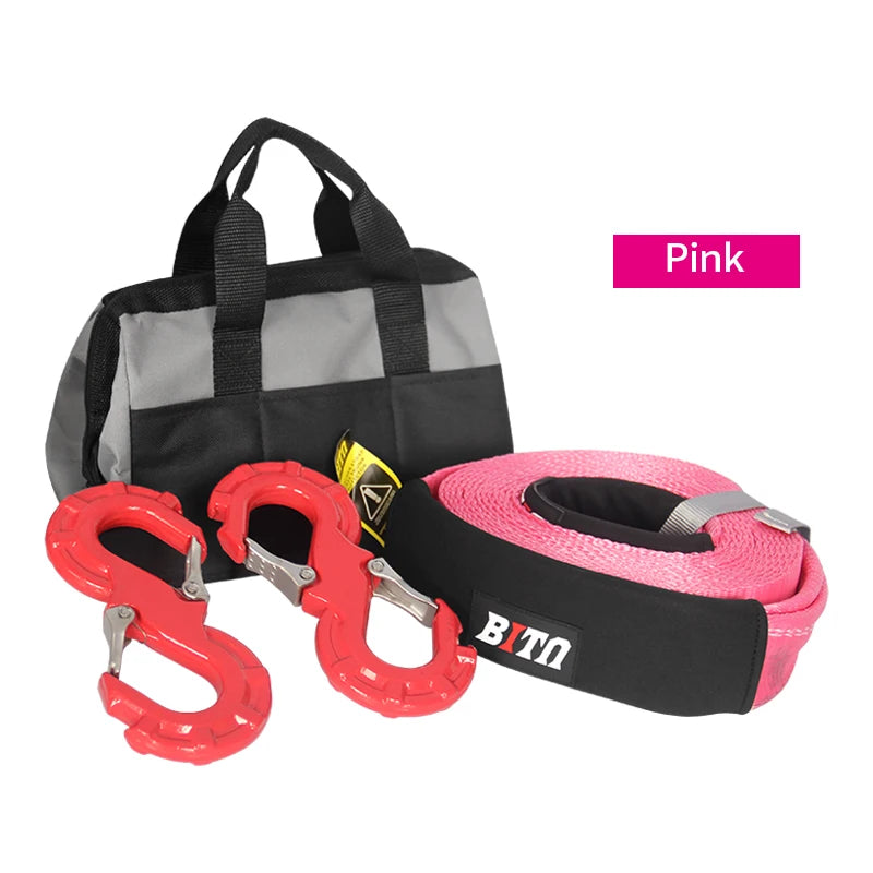 New High Quality Nylon Double Braided Kinetic Rescue Tow Rope 15 Ton Load Capacity 9m Length 75mm Size Emergency Trailer 2
