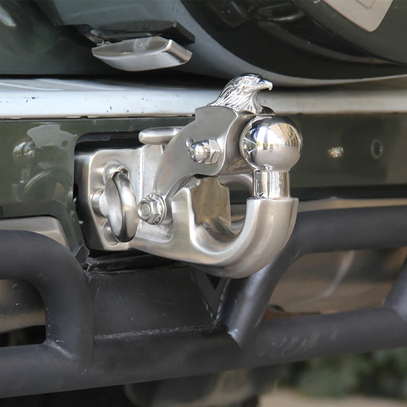 Eagle Head Design Stainless Steel Trailer Hitch with 5x5cm Square-port Arm Off-road Refit Tow Hook Parts Car Accessories 6
