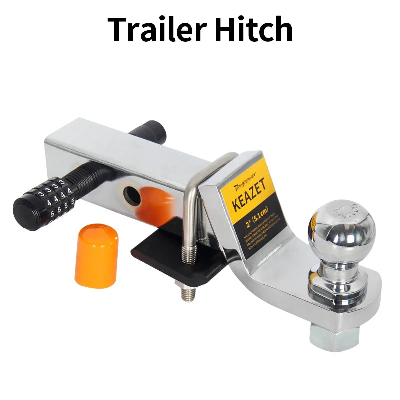Electroplating Trailer Hitch With 50mm Tow Ball Trailer Arm Set Fits 2inch Receiver Parts Trailer Hook Car Accessories Lock Pin 1
