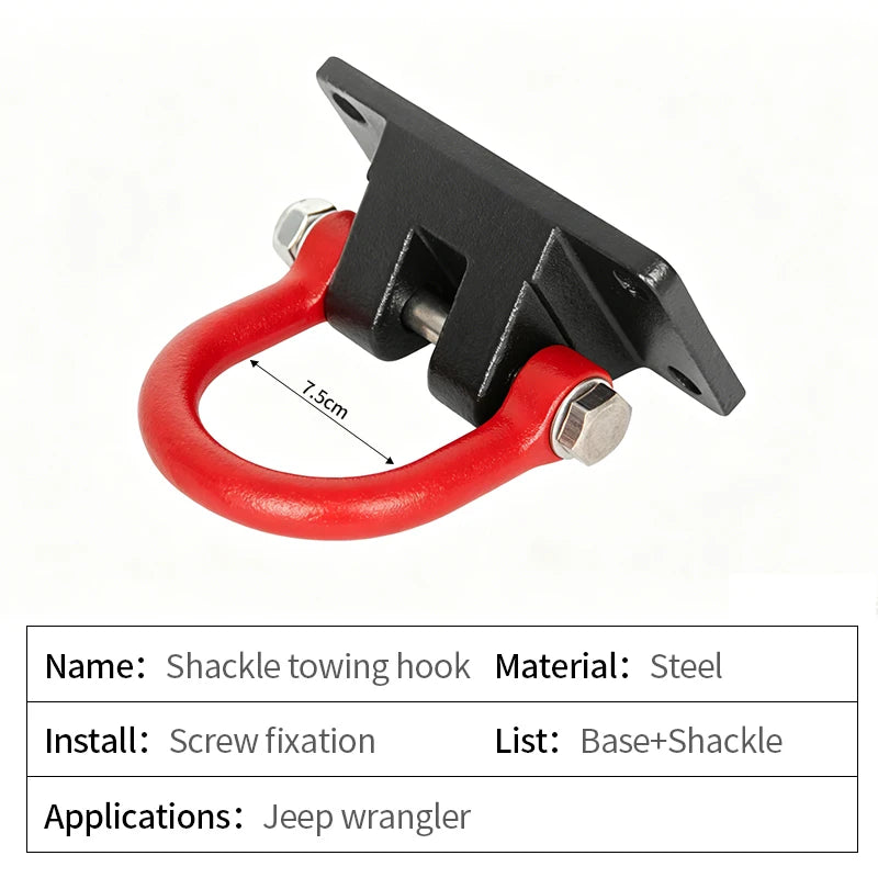 For Jeep Wrangler JK JL TJ Front Bumper Base Shackle Hook Parts Trailer Hitch Tow Recovery Shackle Towing D-ring Car Accessories 2