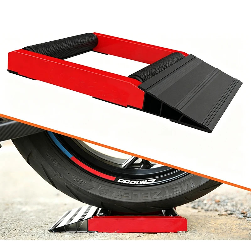 Aluminum Motorcycle Roller Stand with Loading Ramp Non Slip Base Motorcycle Cleaning Maintenance Tool for Workshop Repair Parts 2