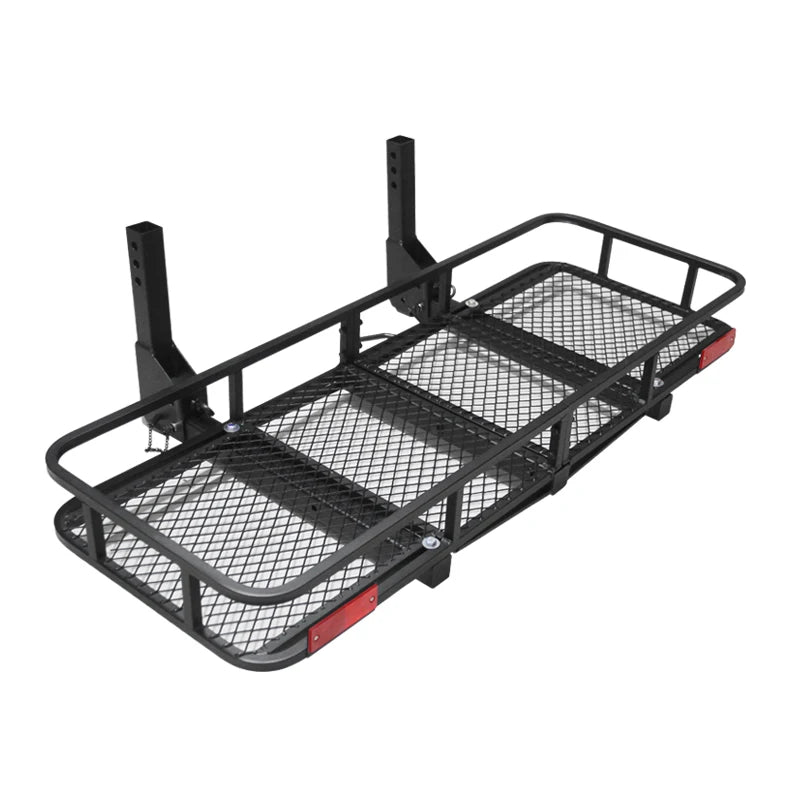 Folding Hitch Cargo Carrier Basket 2 Inch Receiver Mount Heavy Duty Steel Rear Luggage Rack for SUV Truck Car Road Trip Camping 2