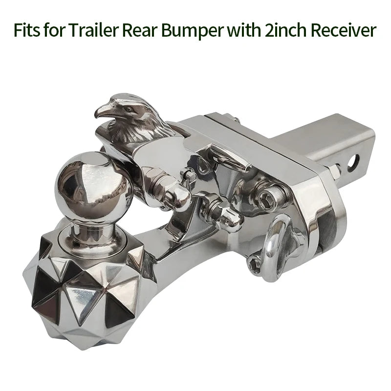 Stainless Steel Trailer Hook Match 2in Receiver Handing Ring and Eagle Head Design Trailer Hitch Arm Camping Car Accessories 3