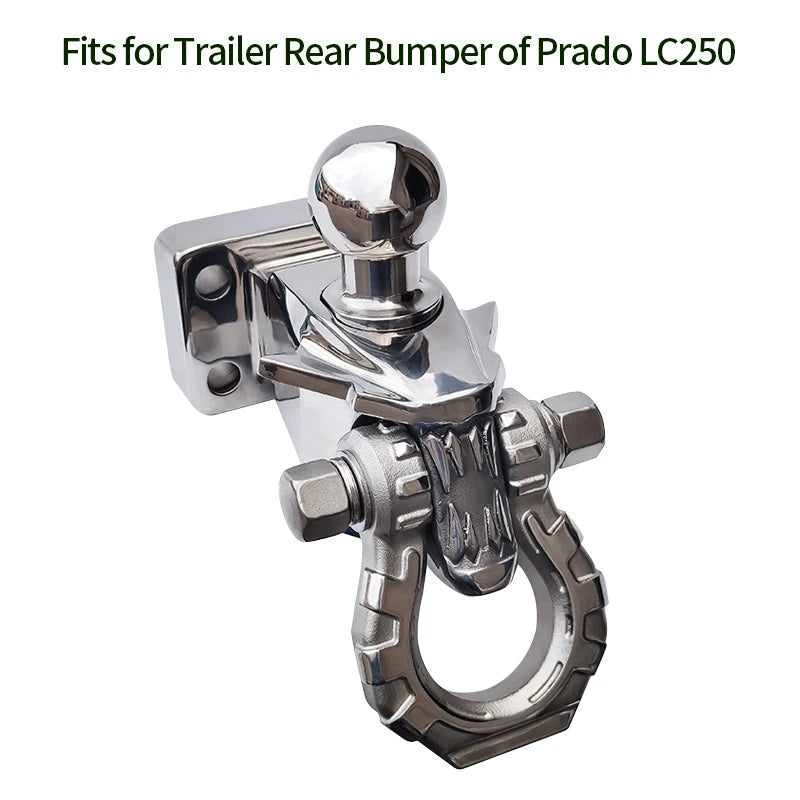 304 Stainless Steel Tow Hook for Prado LC250 Dragon's Tooth Design with Tow Ball Trailer Hitch Base Off-road Car Accessories 3