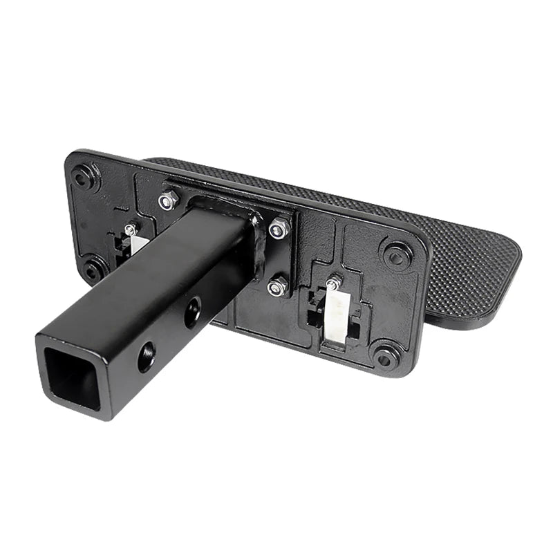 New Black Steel Alloy 5x5cm Tube Arm Folding Rear Bumper Pedal 2inch Receiver Non-slip 200kg Max Payload Trailer Hitch 2
