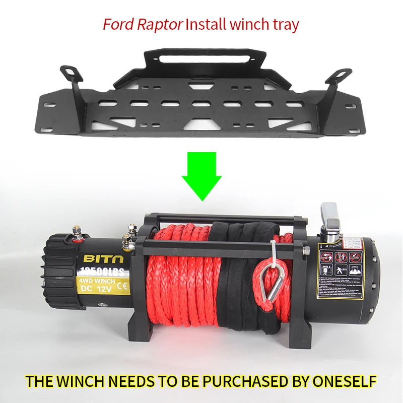 Front Bumper Steel Winch Tray Bracket for Ford F150 Raptor 3.5T Raptor 6.2L Winch Frame Mounting Rack Holder Trailer Hitch Parts 5