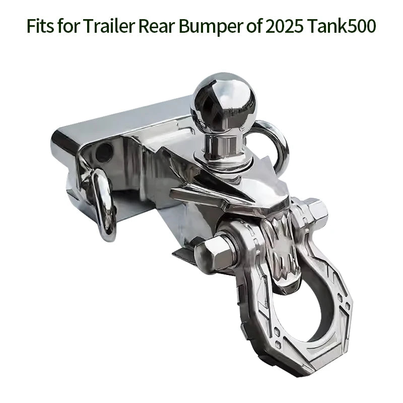 Stainless Steel Towing Hook for 2025 Tank500 Dragon's Tooth Design with Tow Ball and Shackle Trailer Hitch Base Car Accessories 3