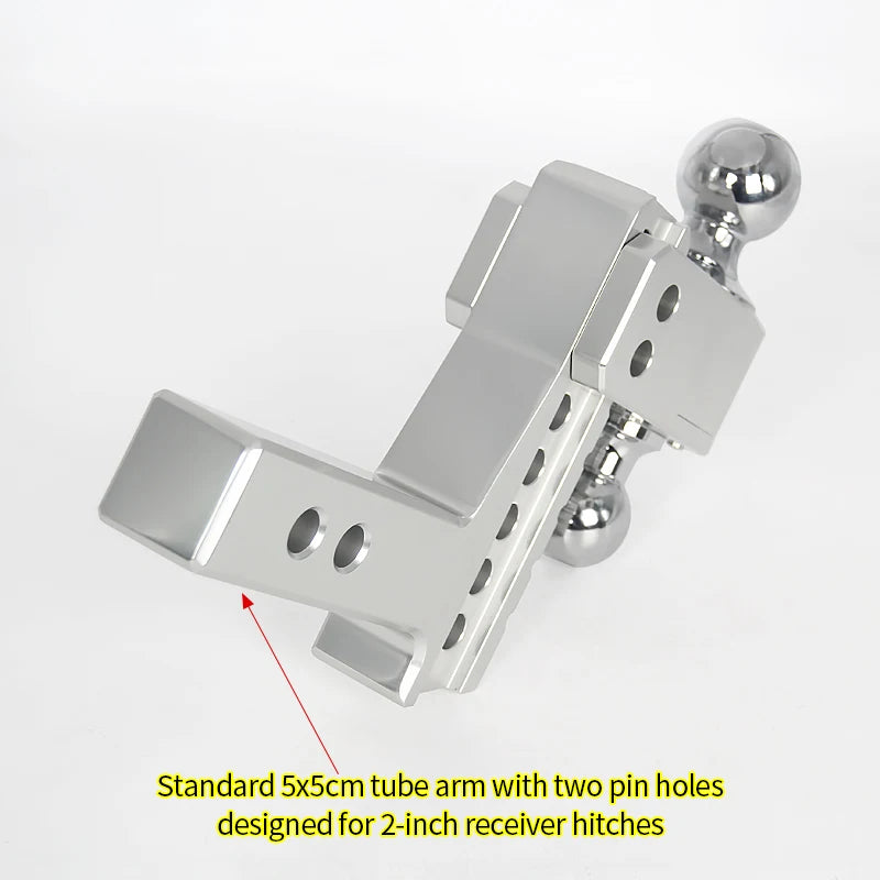6inch Adjustable Aluminum Alloy Trailer Hitch Dual Ball Mount for 2 Inch Receiver up and Down Height Adjustable Car Towing Hitch 4