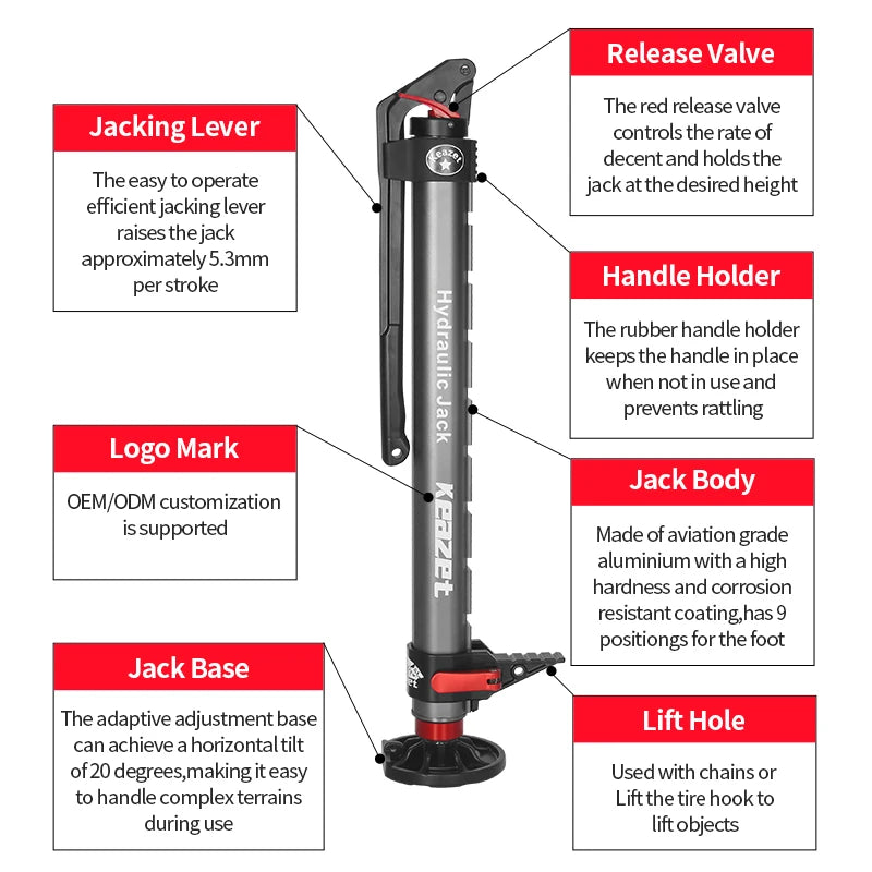 2 Ton 4400lb Manual Hydraulic Hi-Lift Farm Jack Long Stroke Trailer Hitch Car Jack Off-Road 4x4 Recovery Emergency Rescue Tool 2