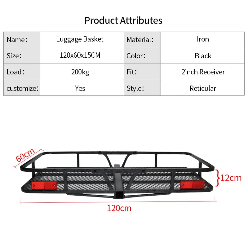 SUV Rear Luggage Compartment Foldable Mesh Large Capacity Outdoor Travel Basket Rack Trailer Hitch Camp Trailer Accessories 3