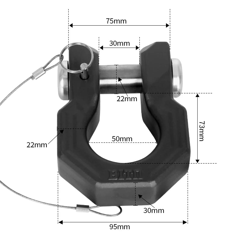 Black 7075 Aluminum Alloy Forged Trailer Hitch Bow Shackle U-hook Tow Hook Refit Partsl Off-road Car Accessoriesow 3