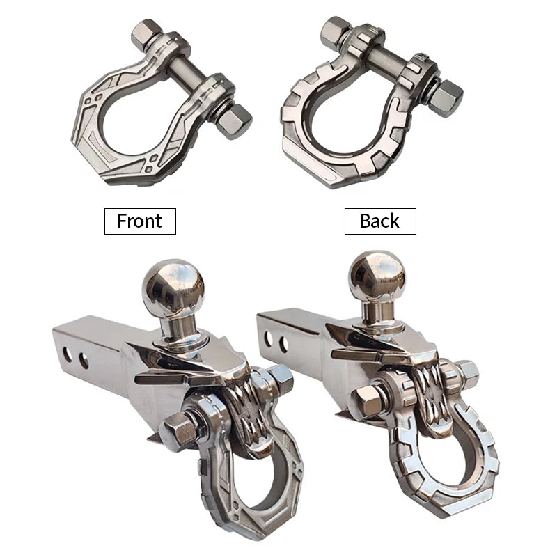 Trailer Dragon's Tooth 304 Stainless Steel Towing Solid Hook with Bow Shackle and Forged Tow Ball Trailer Hitch Arm Car Parts 4