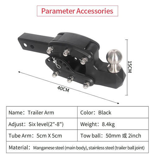 20000LB Multi Level Height Adjustable Trailer Hook for 2inch Receiver Rear Bumper Trailer Hitch Parts Tow Hook Car Accessories 2
