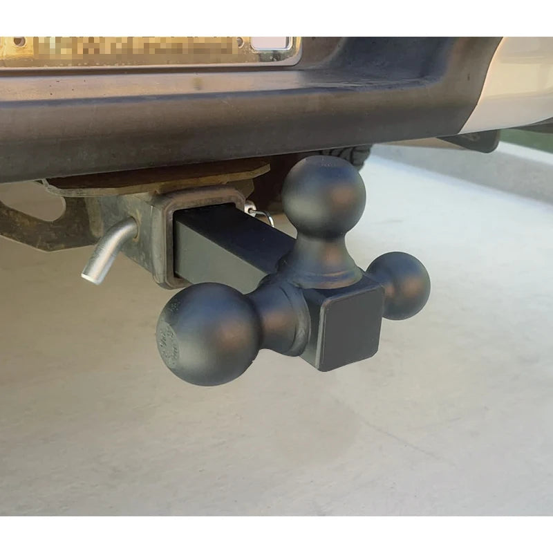 Fully Welded High Strength Steel Triple Ball Trailer Hitch for 2.5 Inch Receiver 3-in-1 Integrated Towing Ball Mount for Truck 4