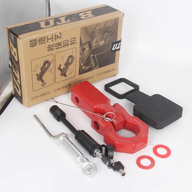 New High Quality Forged 40CR Steel Red/Black Trailer Arm Shackle U-hook 15 Ton Fits 2inch Receiver Off-road Tow Hook Hitch Camp 5