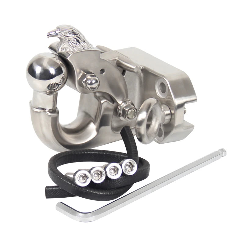 PRADO Car Eagle Head Stainless Steel Off-Road Rescue Trailer Hitch With Ball Refit Parts Tow Hook Accessories 1