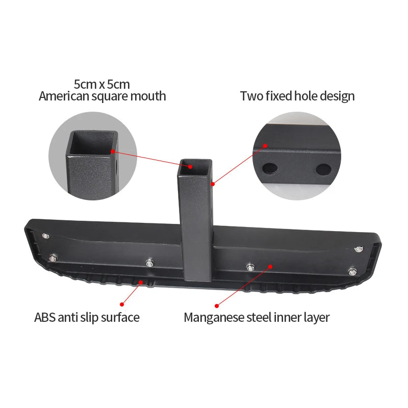 New 2-inch Receiver American Style Pedal Trailer Hitch Camp Trailer Accessories Off-road Rear Bumper Tow Hook Steel+ABS 200kg 5