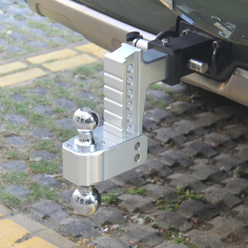 6inch Adjustable Aluminum Alloy Trailer Hitch Dual Ball Mount for 2 Inch Receiver up and Down Height Adjustable Car Towing Hitch 6