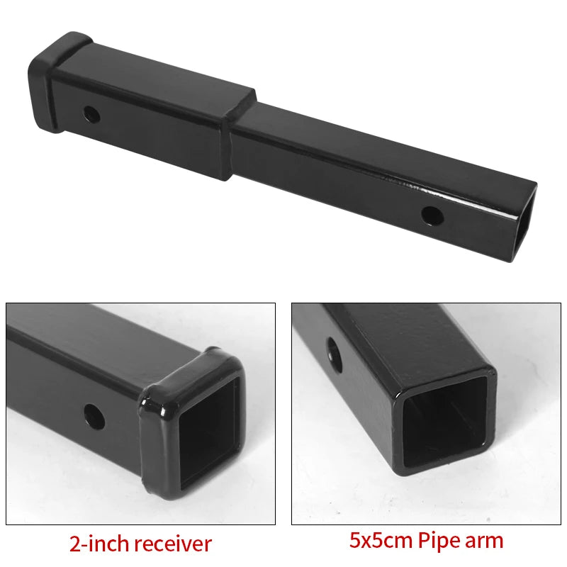 2 Inch Hitch Receiver Extension Square Tube Heavy Duty Trailer Towing Extender for Rear Bumper Bike Rack Cargo Carrier Accessory 2